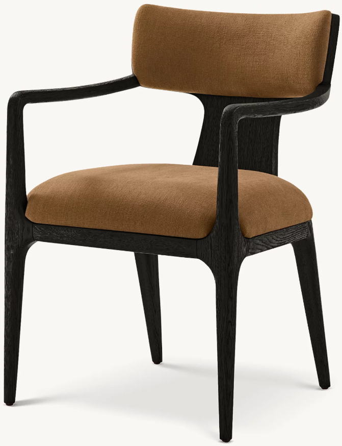 The Span Dining Armchair — Ebonized Oak Open Frame with Cognac Upholstered Seat & Back