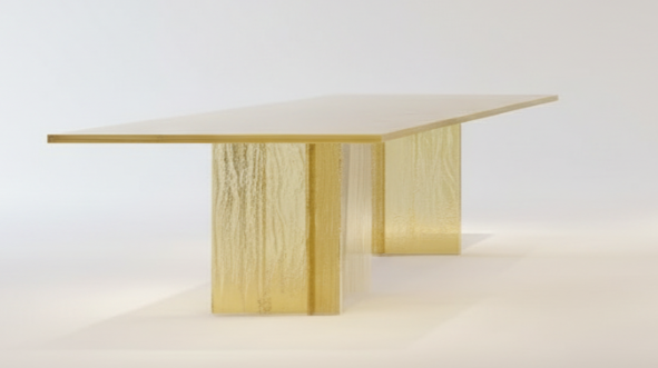 Kulta Rect — Cast Brass Sculptural Monolith Dining Table