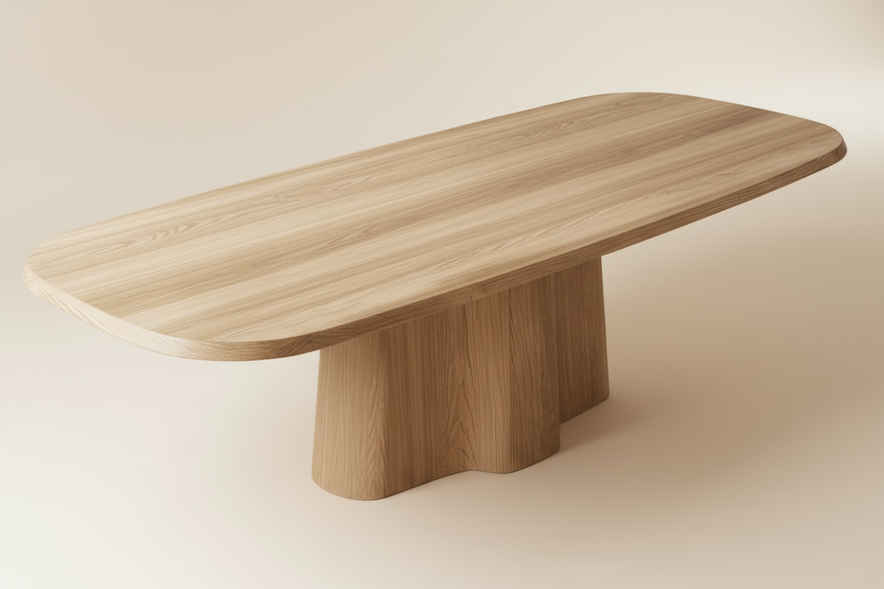Kukinto Oval — Solid Oak Organic Lobed Pedestal Dining Table
