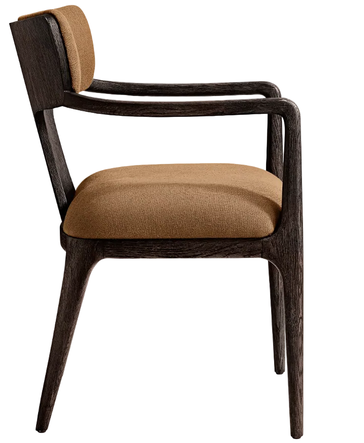 The Span Dining Armchair — Ebonized Oak Open Frame with Cognac Upholstered Seat & Back