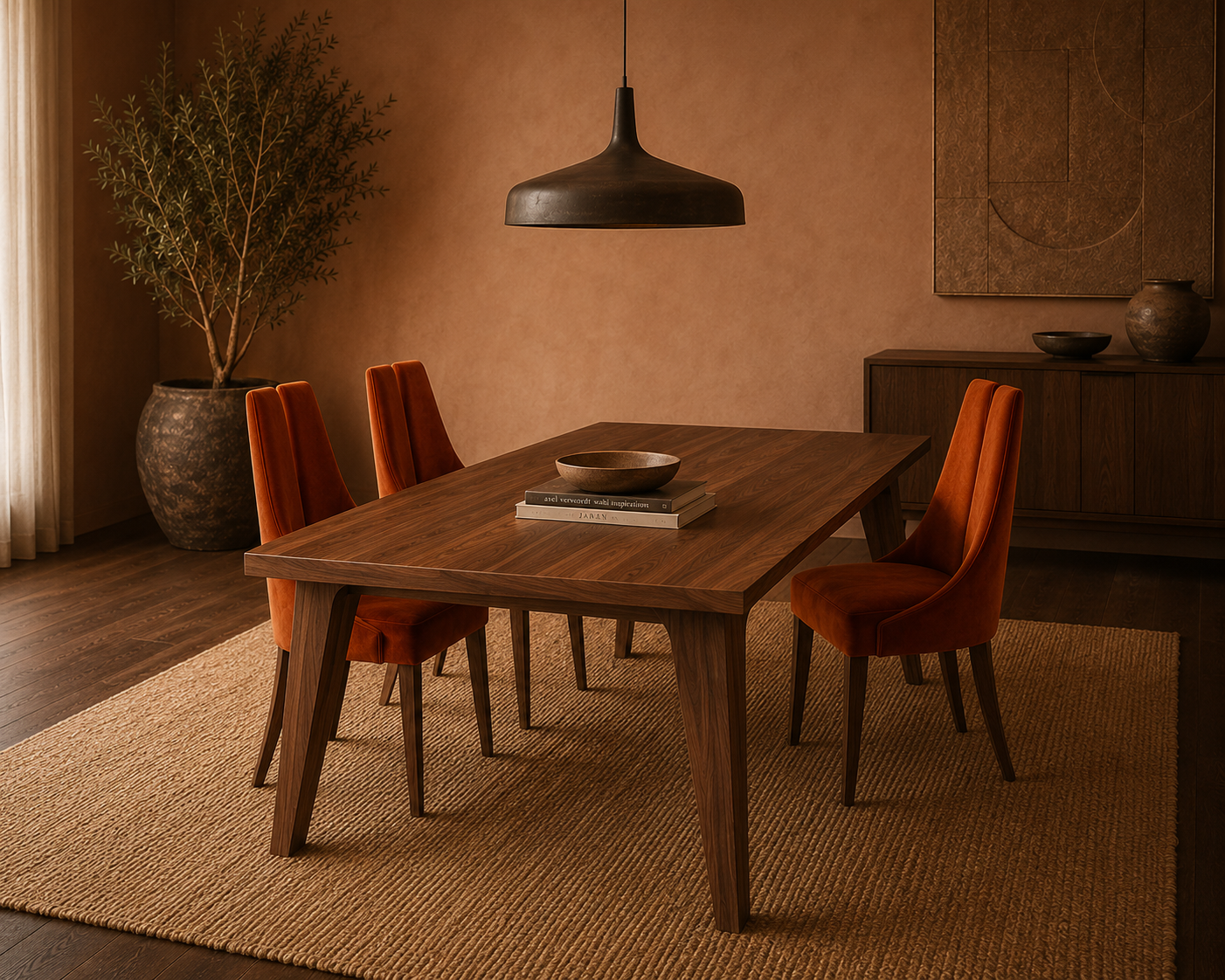 Harja Rect — Solid Walnut Extendable Dining Table