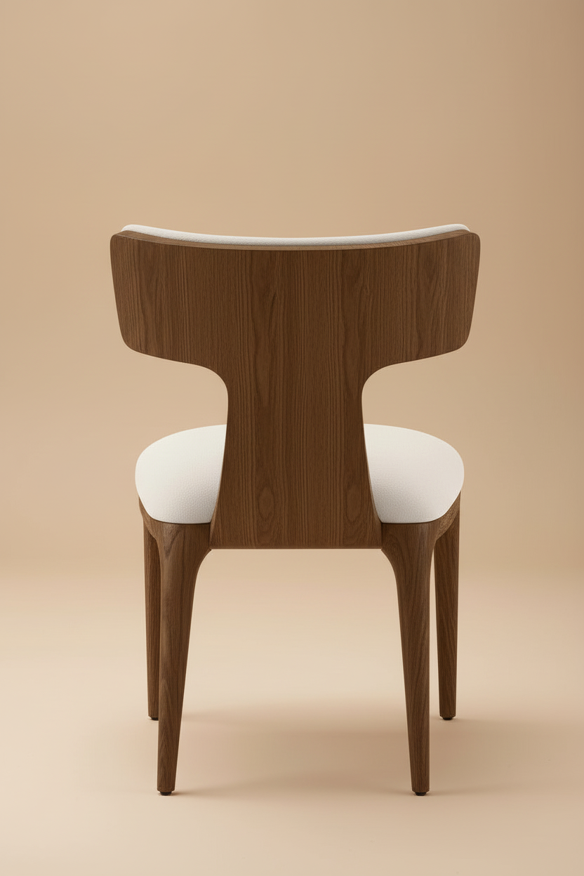 The Haara Dining Side Chair — Smoked Oak Frame with Floating Ivory Upholstered Back