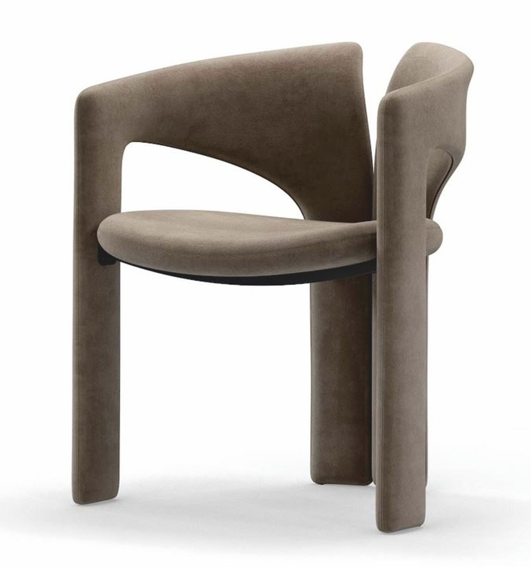 The Loiva Dining Armchair — Fully Upholstered Open-Back Armchair in Taupe Microsuede