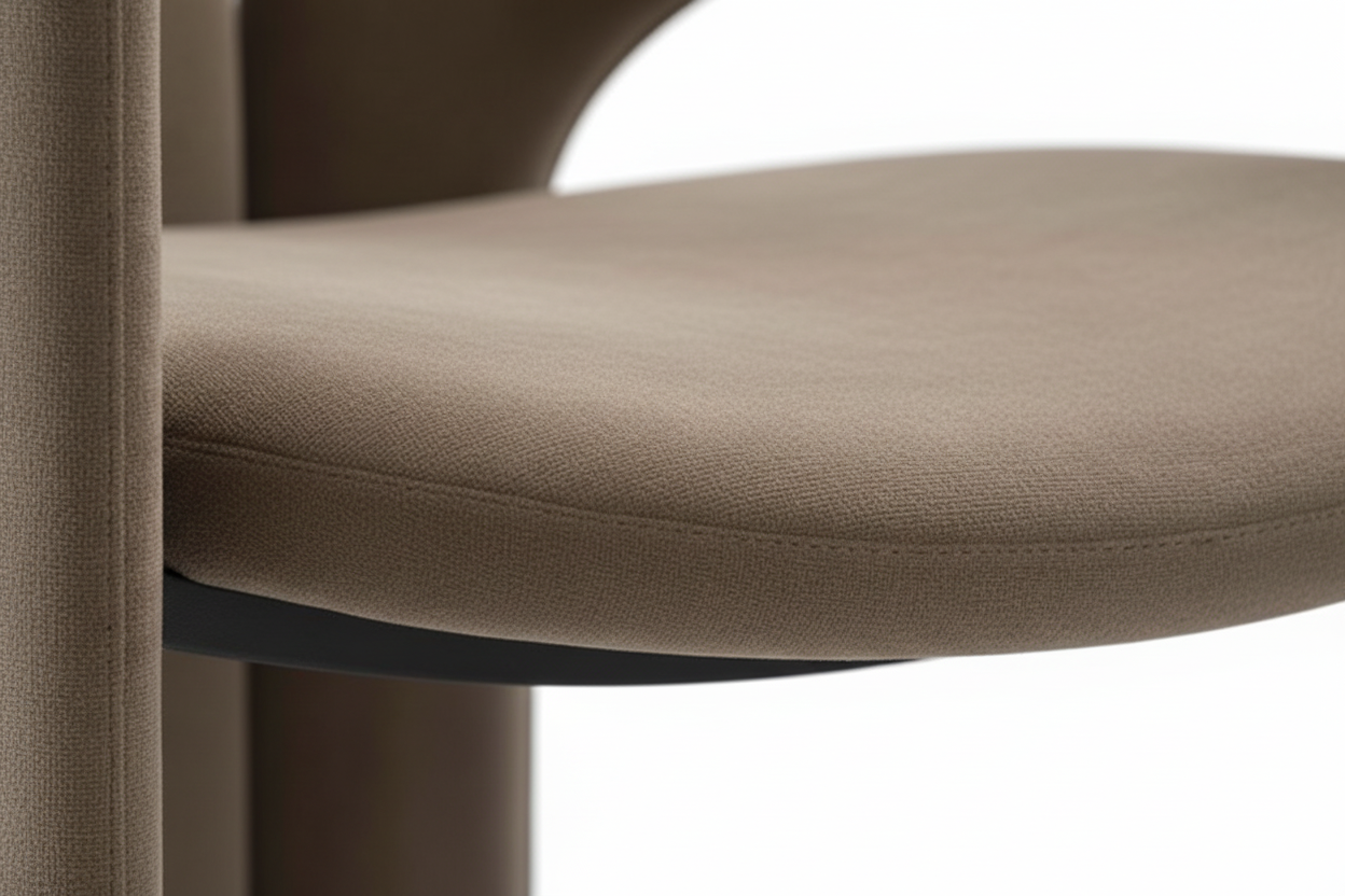 The Loiva Dining Armchair — Fully Upholstered Open-Back Armchair in Taupe Microsuede