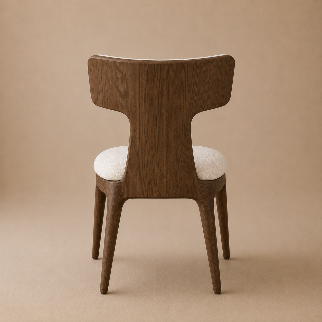 The Haara Dining Side Chair — Smoked Oak Frame with Floating Ivory Upholstered Back