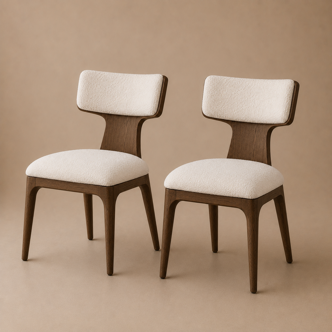 The Haara Dining Side Chair — Smoked Oak Frame with Floating Ivory Upholstered Back