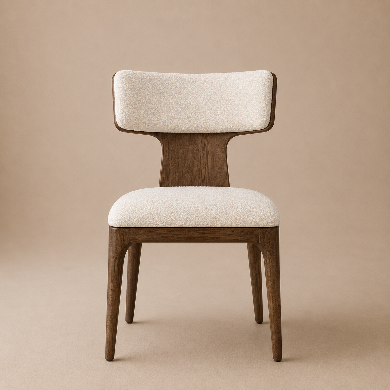 The Haara Dining Side Chair — Smoked Oak Frame with Floating Ivory Upholstered Back
