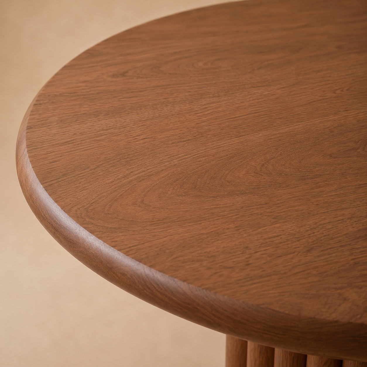 Joki Round — Solid Walnut Sculptural Fan-Pedestal Dining Table