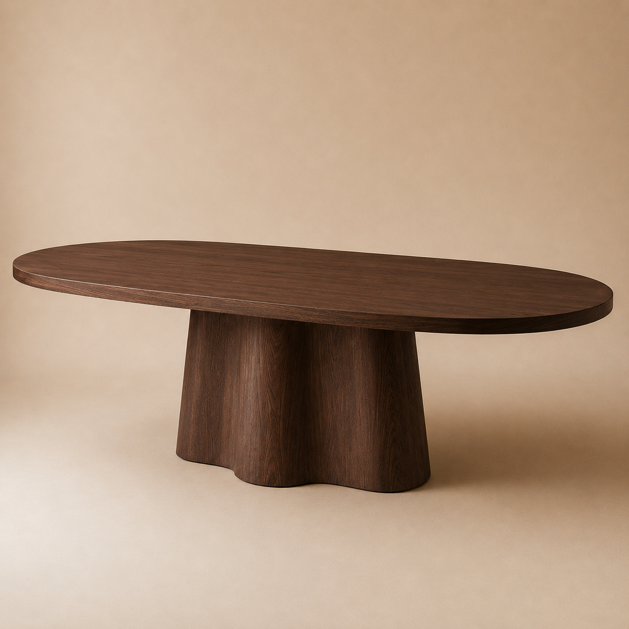 Kukinto Oval — Solid Oak Organic Lobed Pedestal Dining Table