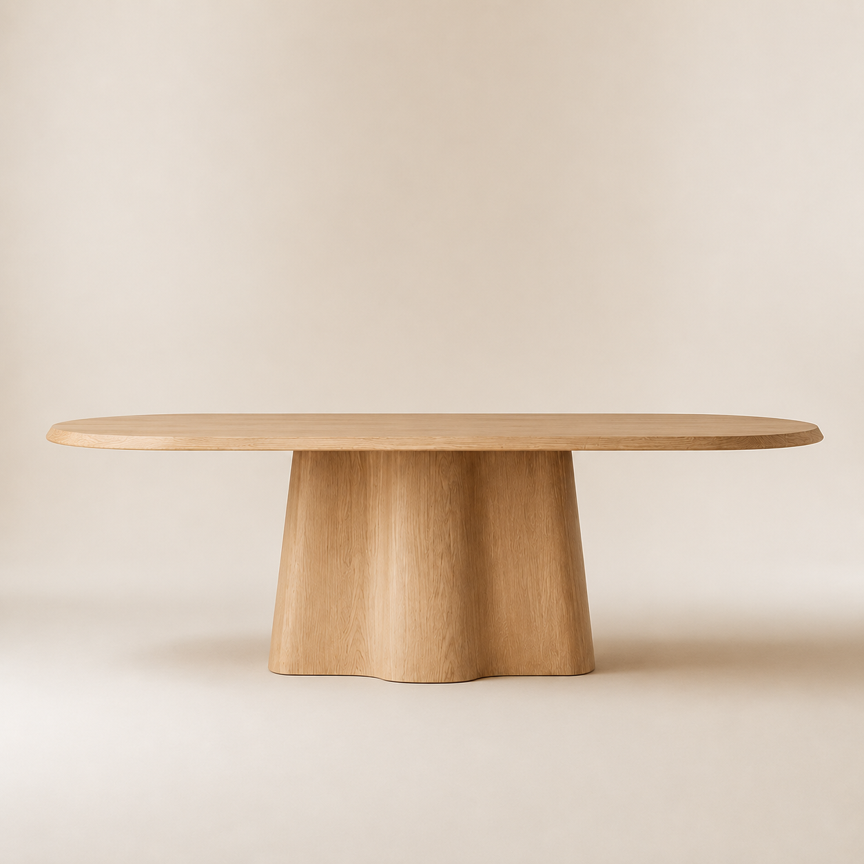 Kukinto Oval — Solid Oak Organic Lobed Pedestal Dining Table