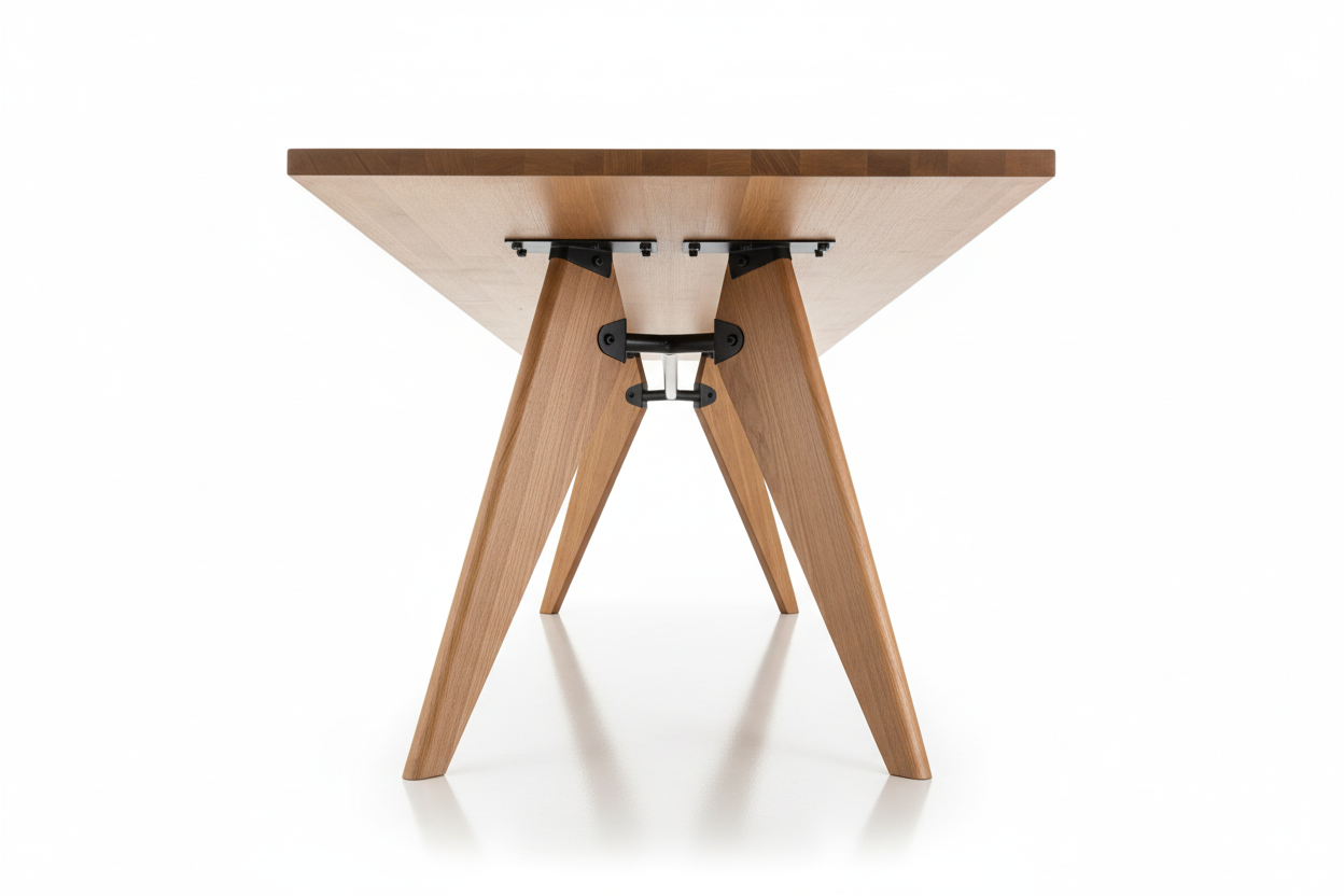 Solki Rect — Solid Oak & Steel Rod Dining Table RISQUE DMCA