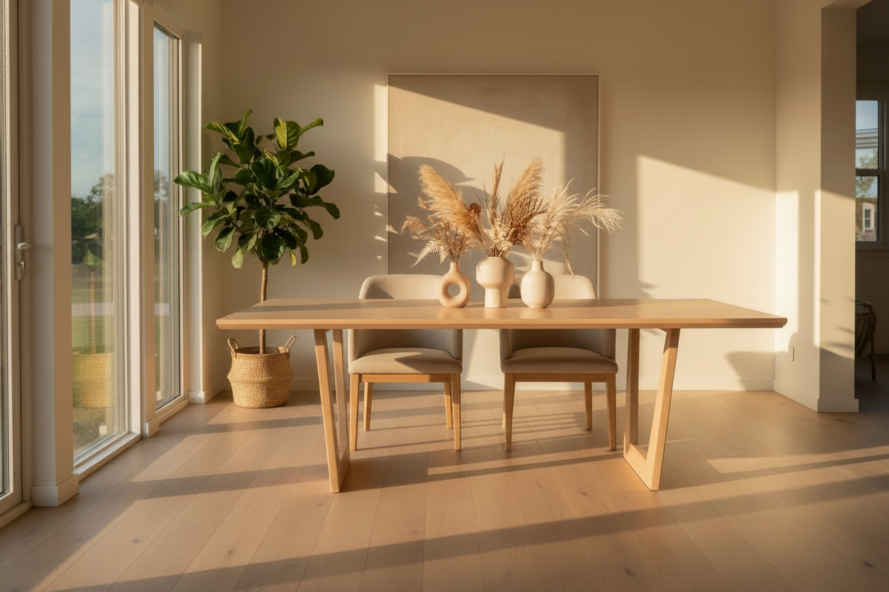 Kaari Rect — Solid Ash Portal-Base Dining Table