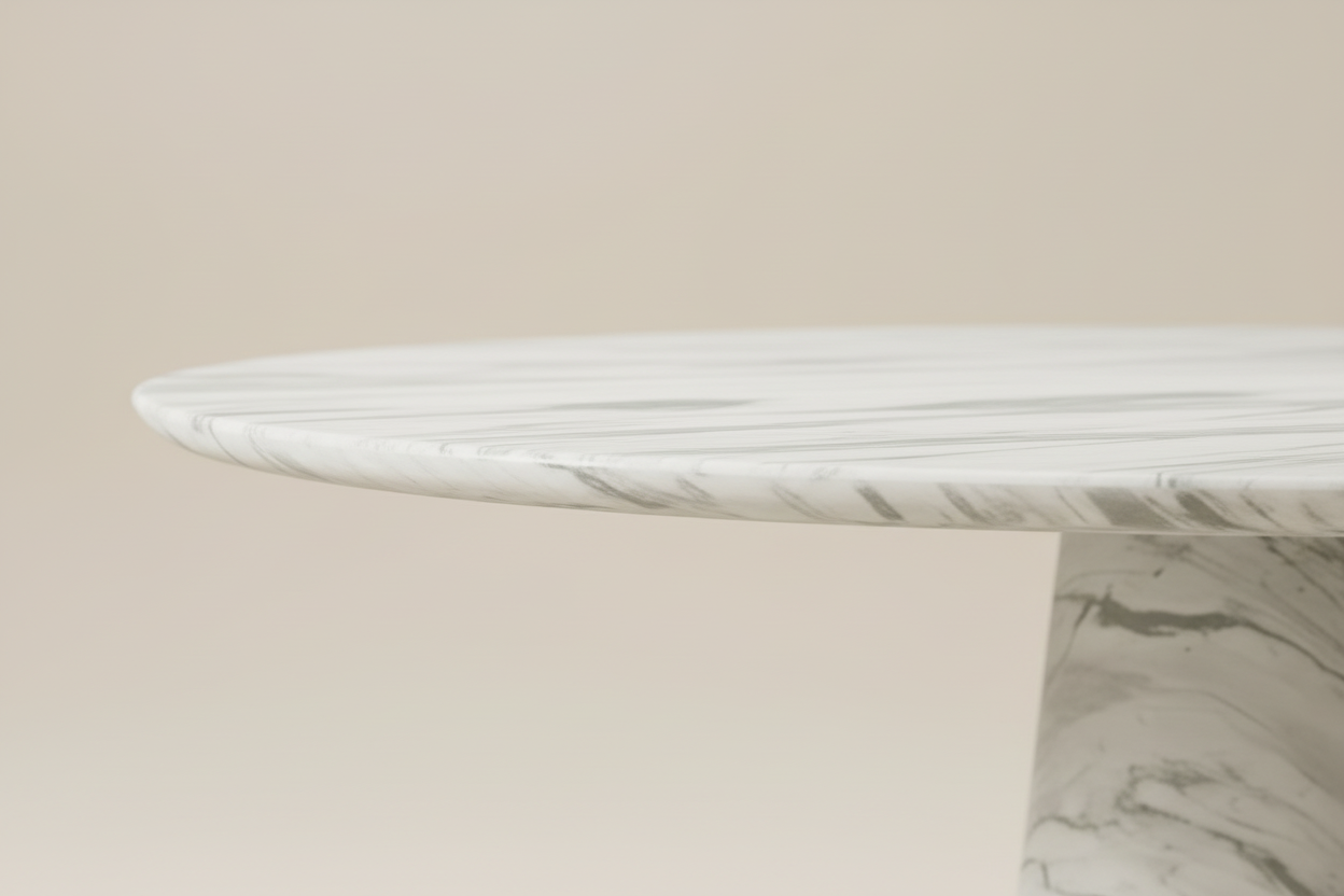 Kivi Round — All-Marble Cone Pedestal Dining Table