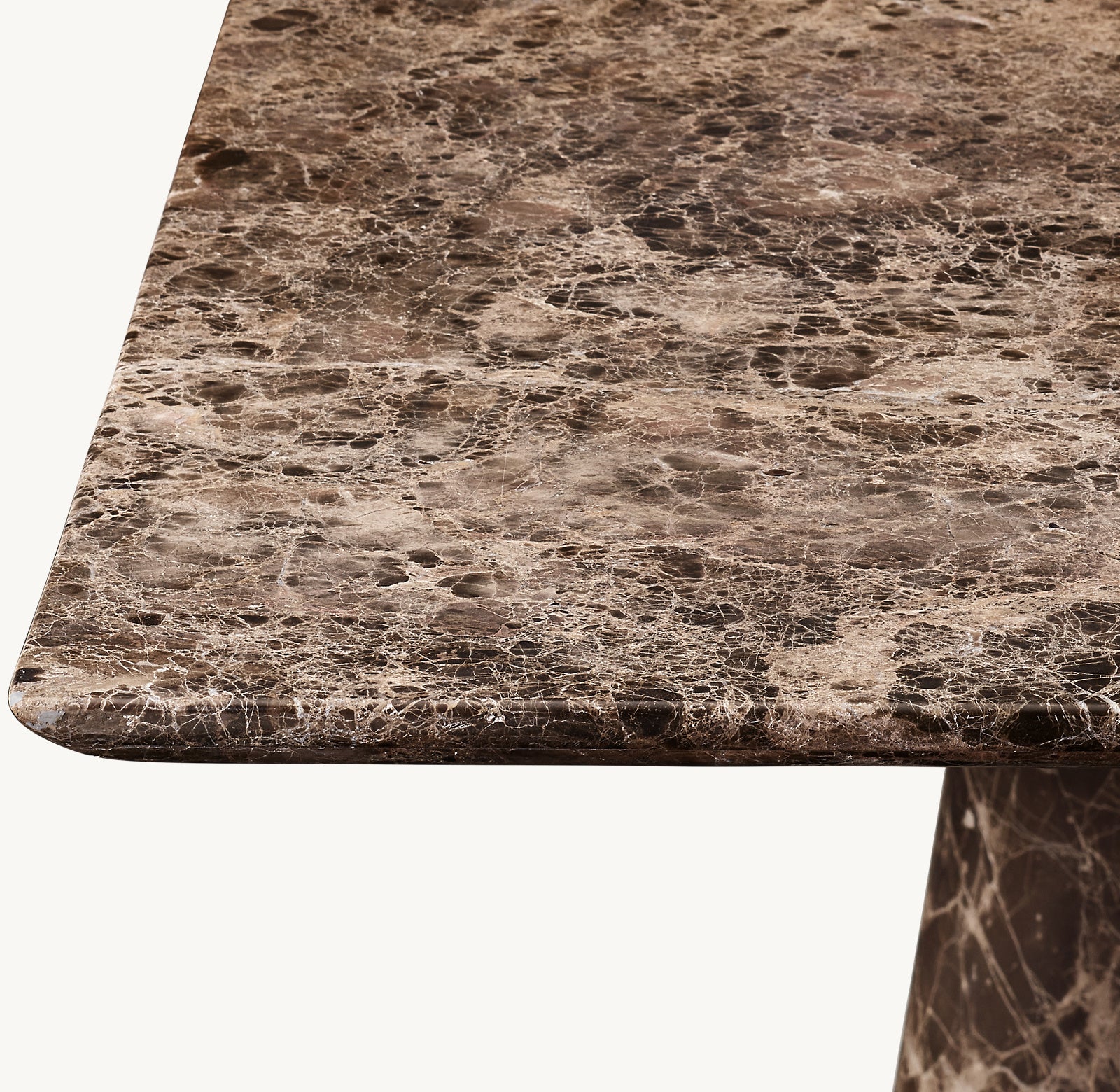 Kivi Rect — Emperador Dark All-Marble Cone Pedestal Rectangular Dining Table