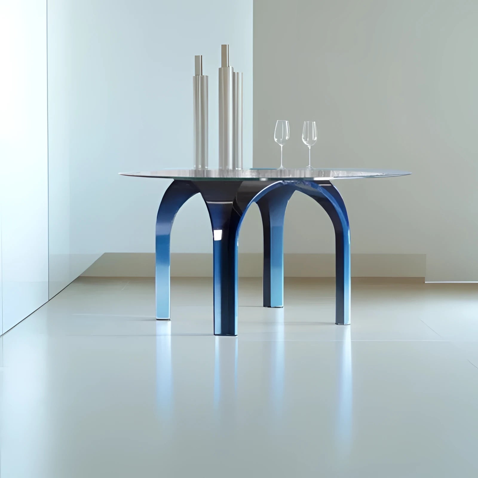 Round Modern Glass Dining Table | HLM-BL322 - Tables