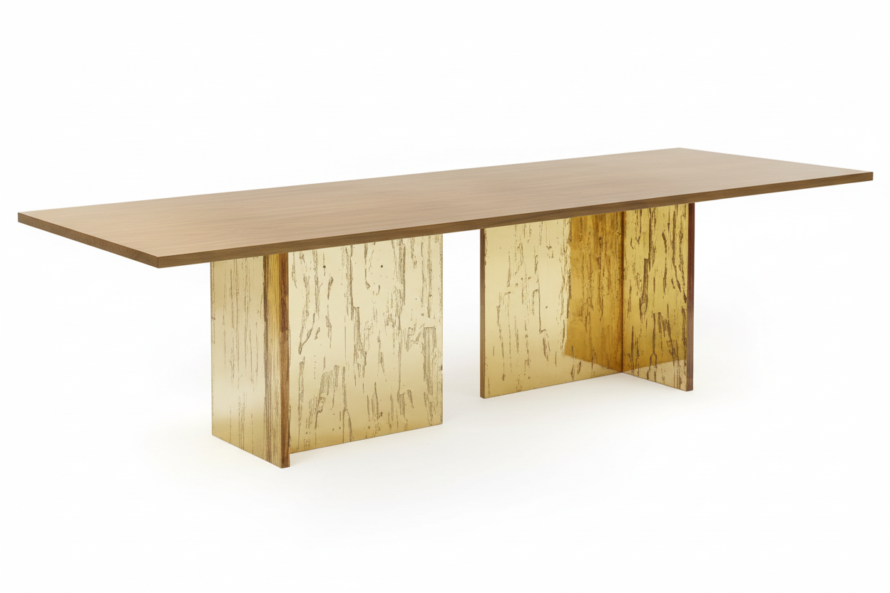 Kulta Rect — Cast Brass Sculptural Monolith Dining Table