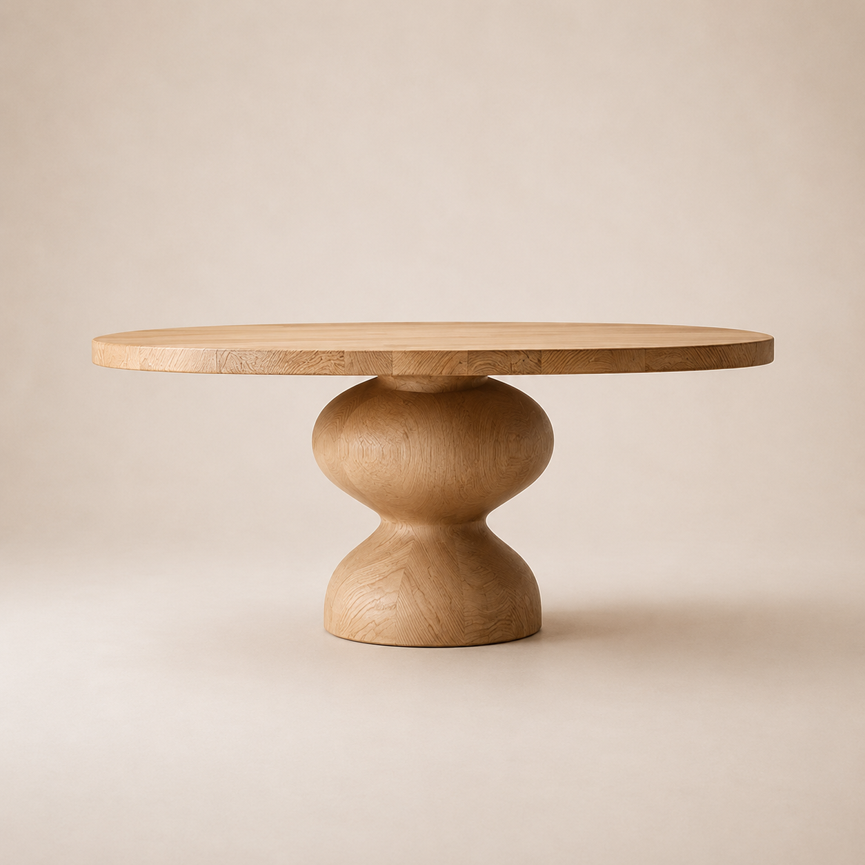 Torno Round — Solid Oak Hourglass Pedestal Dining Table
