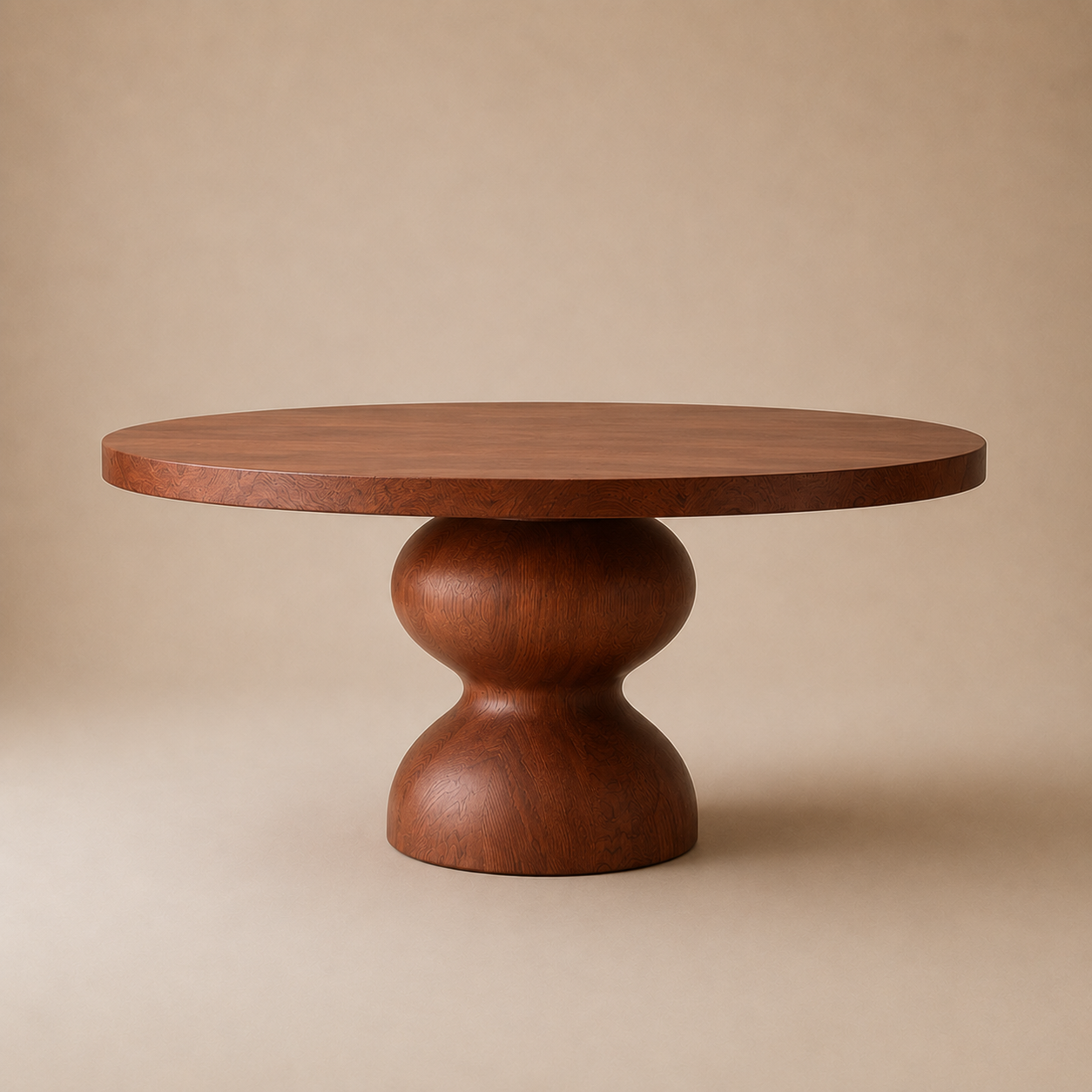 Torno Round — Solid Oak Hourglass Pedestal Dining Table