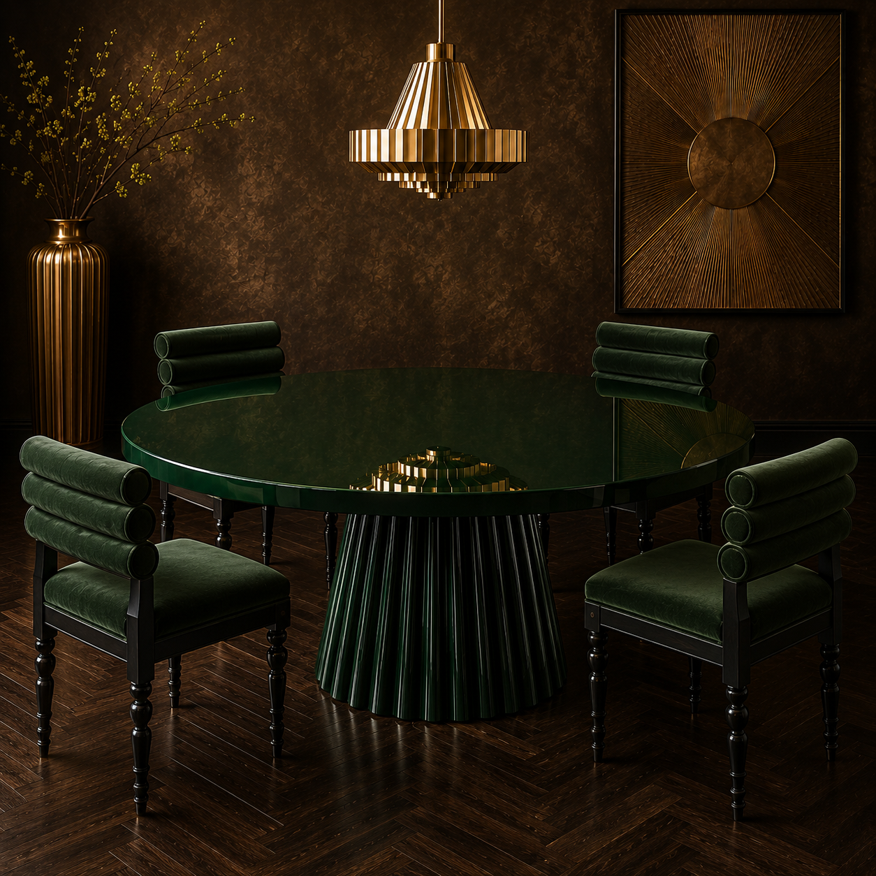 Uoma Round — Lacquered Fluted Pedestal Dining Table