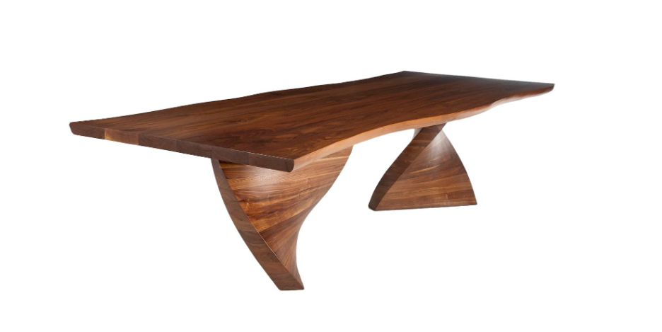 The Siipi Rectangular Dining Table — Solid Walnut with Sculpted Double-Wing Base