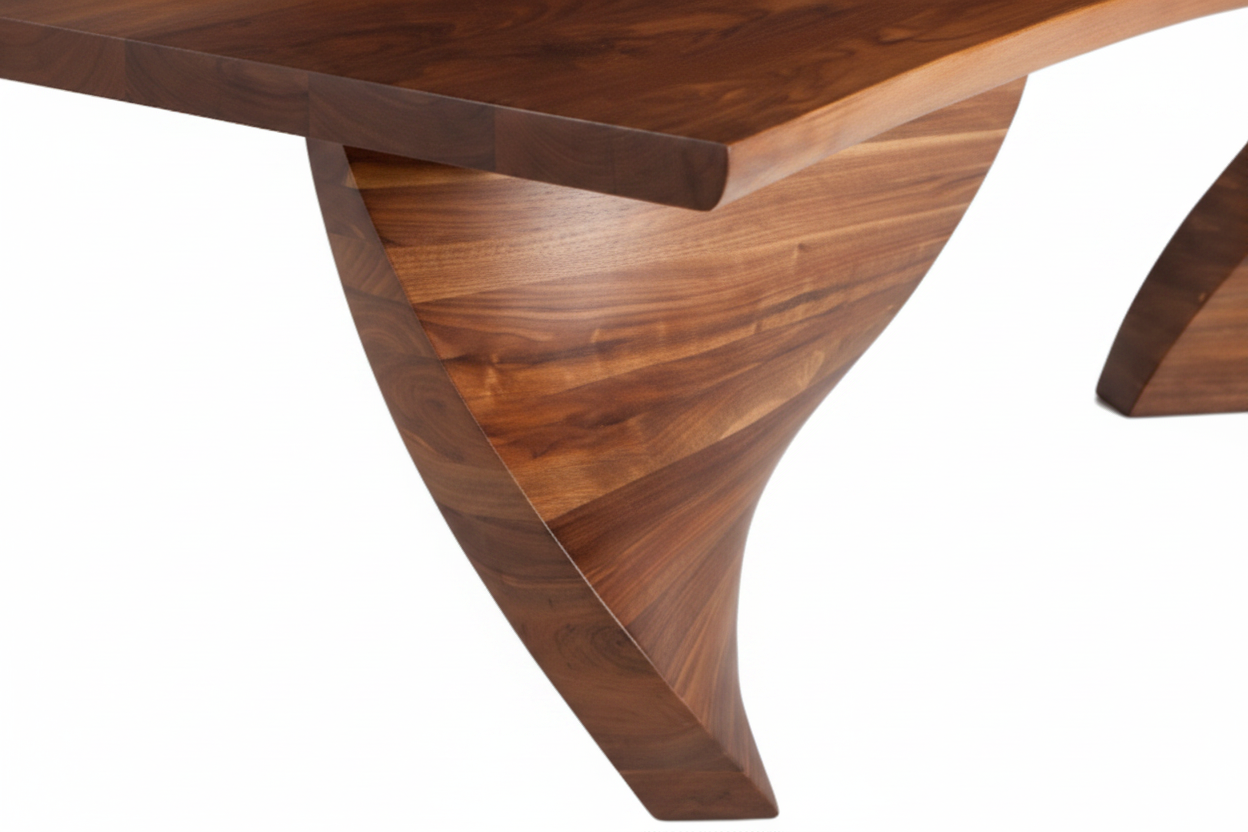 The Siipi Rectangular Dining Table — Solid Walnut with Sculpted Double-Wing Base