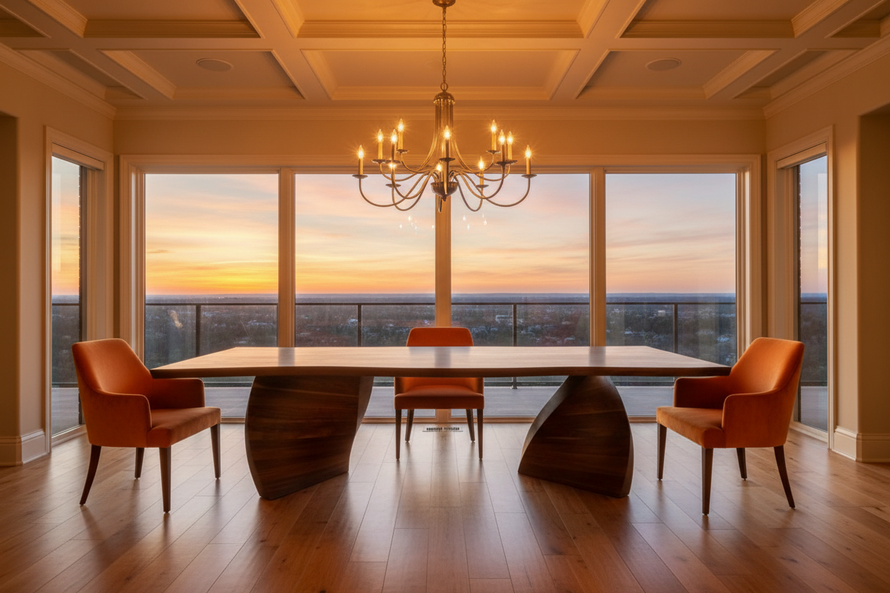 The Siipi Rectangular Dining Table — Solid Walnut with Sculpted Double-Wing Base