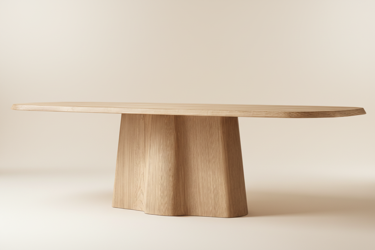Kukinto Oval — Solid Oak Organic Lobed Pedestal Dining Table