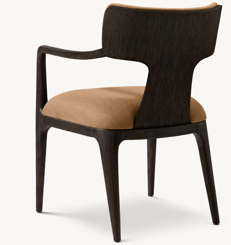The Span Dining Armchair — Ebonized Oak Open Frame with Cognac Upholstered Seat & Back