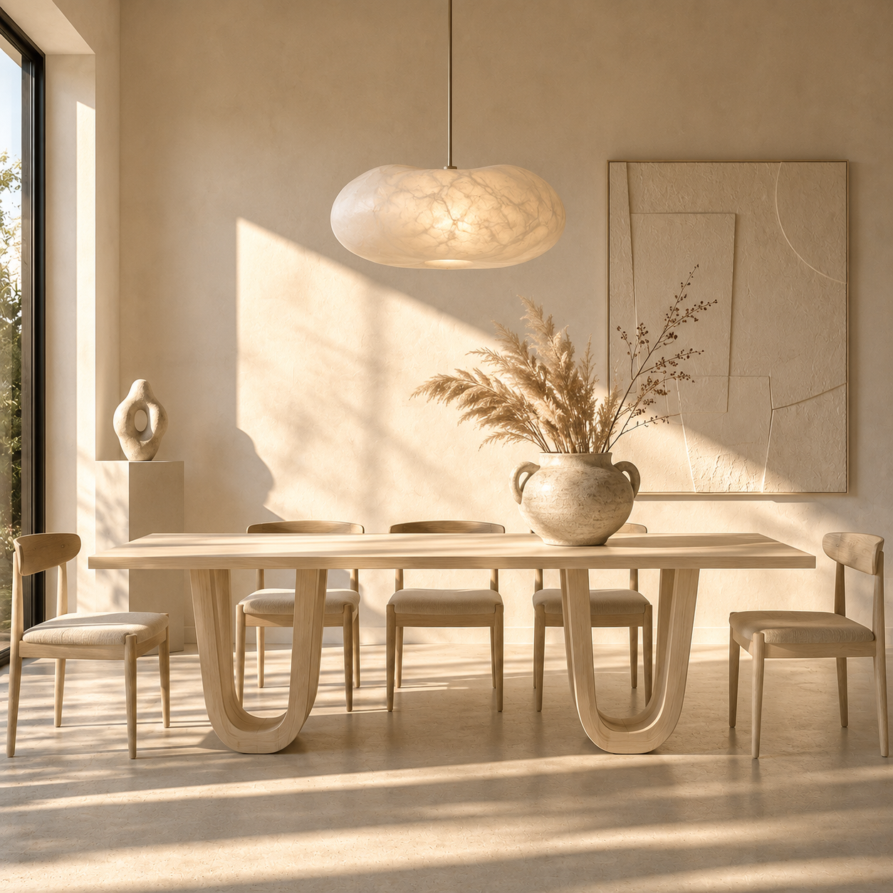 Kaari Rect — Solid Ash Portal-Base Dining Table