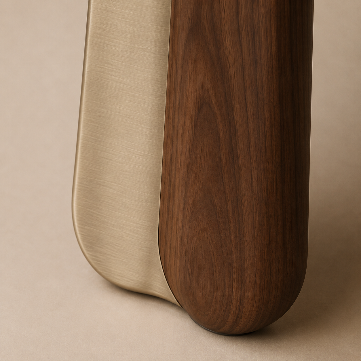 Kukka Rect — Solid Walnut & Bicolor Trefoil Leg Dining Table