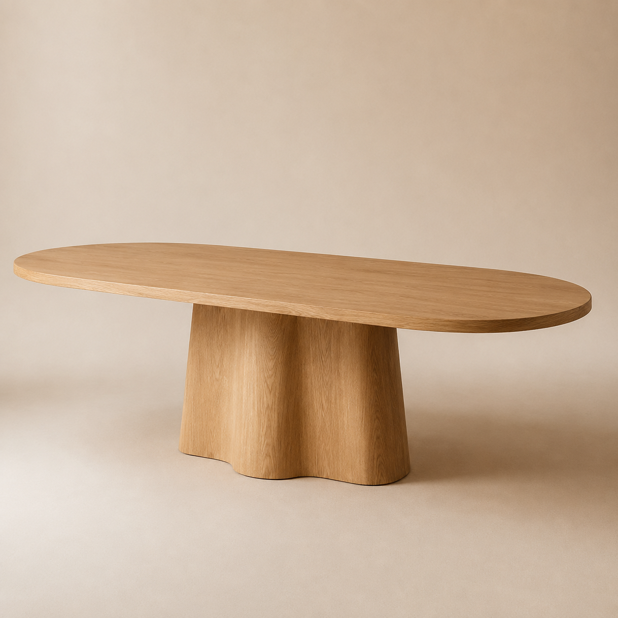 Kukinto Oval — Solid Oak Organic Lobed Pedestal Dining Table