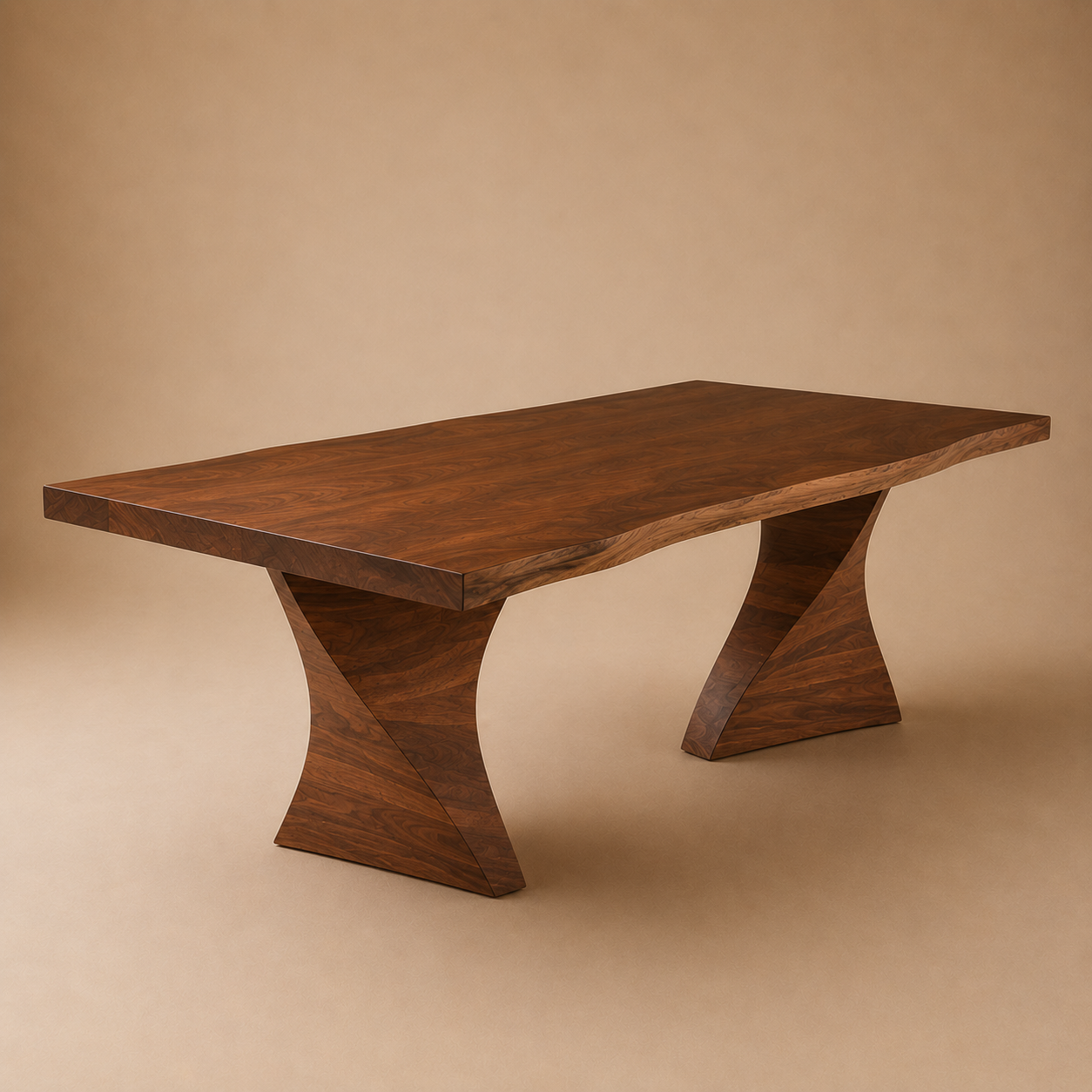 The Siipi Rectangular Dining Table — Solid Walnut with Sculpted Double-Wing Base
