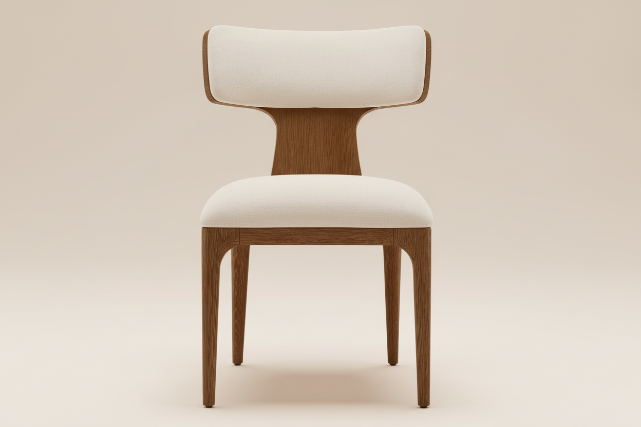 The Haara Dining Side Chair — Smoked Oak Frame with Floating Ivory Upholstered Back