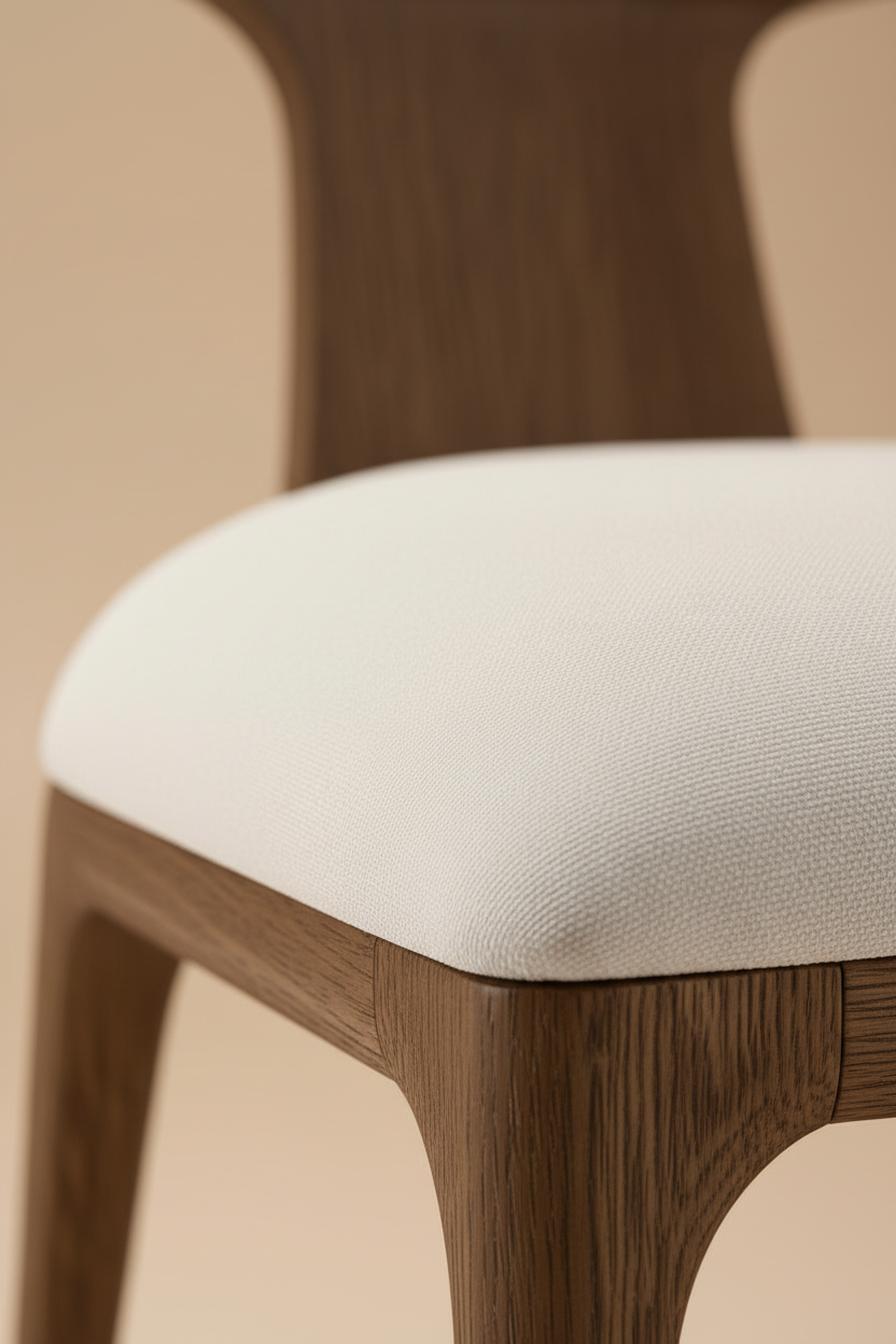 The Haara Dining Side Chair — Smoked Oak Frame with Floating Ivory Upholstered Back