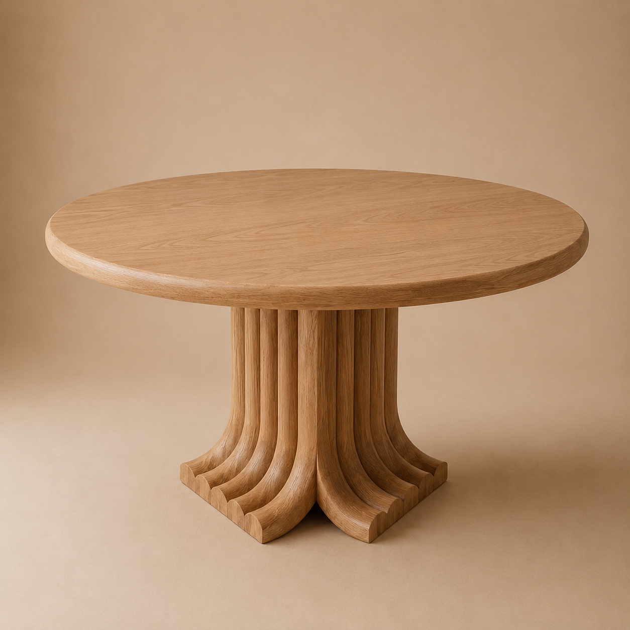 Joki Round — Solid Walnut Sculptural Fan-Pedestal Dining Table