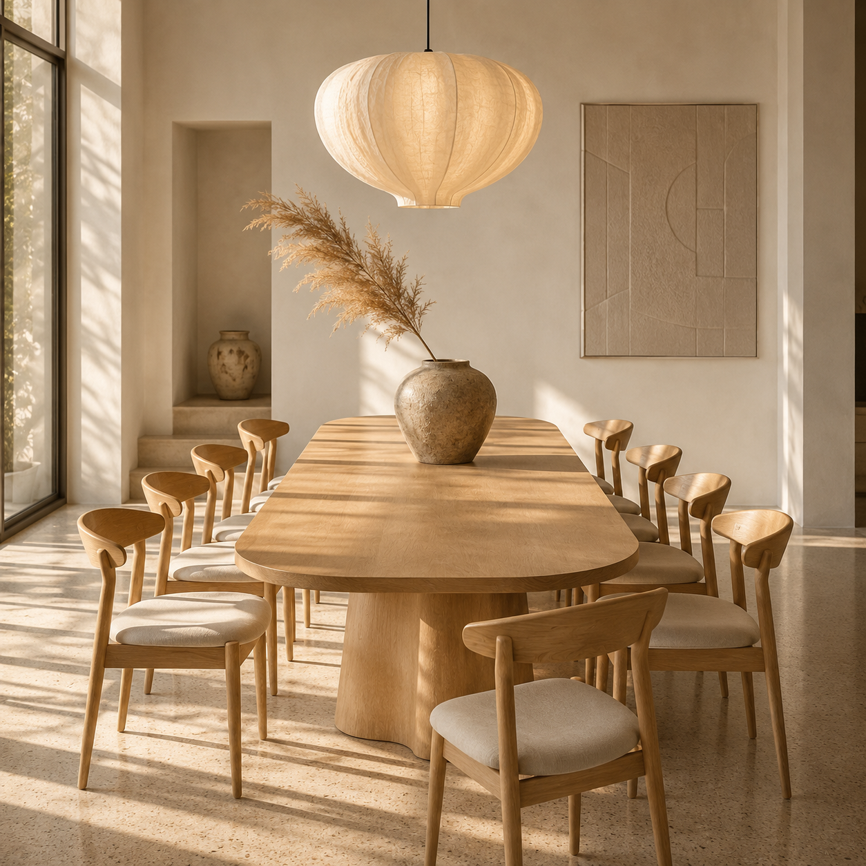 Kukinto Oval — Solid Oak Organic Lobed Pedestal Dining Table