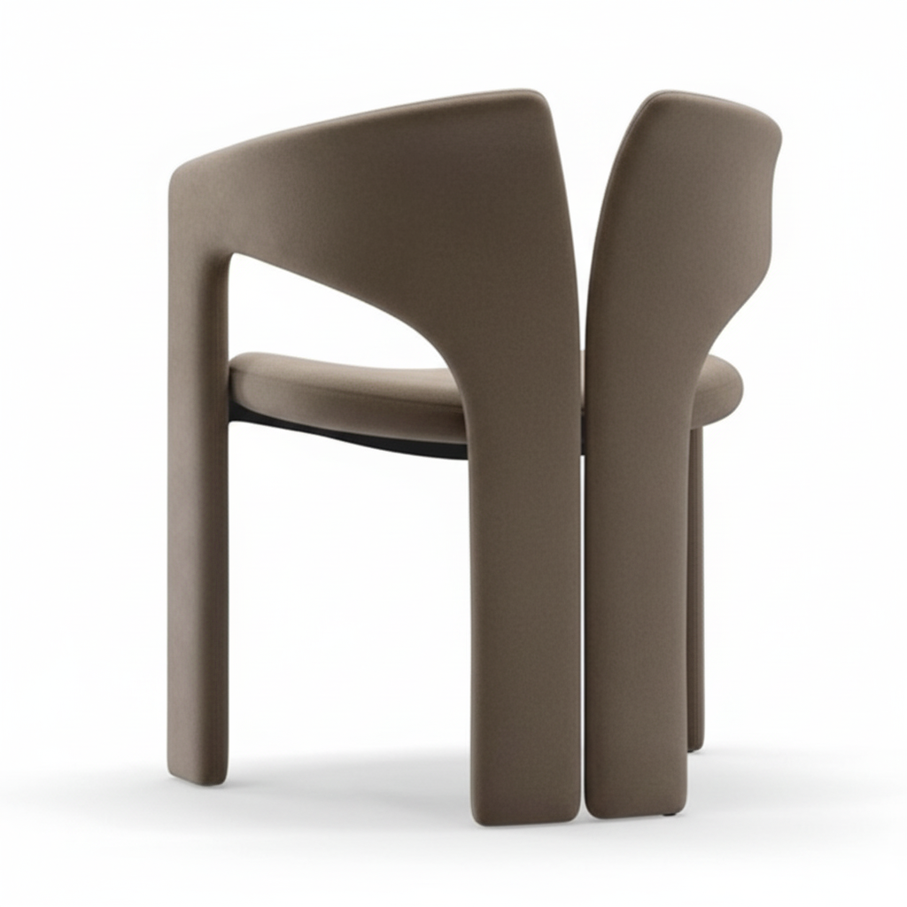 The Loiva Dining Armchair — Fully Upholstered Open-Back Armchair in Taupe Microsuede