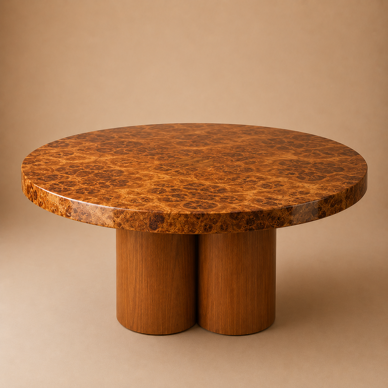 Palo Round — Patinated Metal & Solid Teak Dining Table