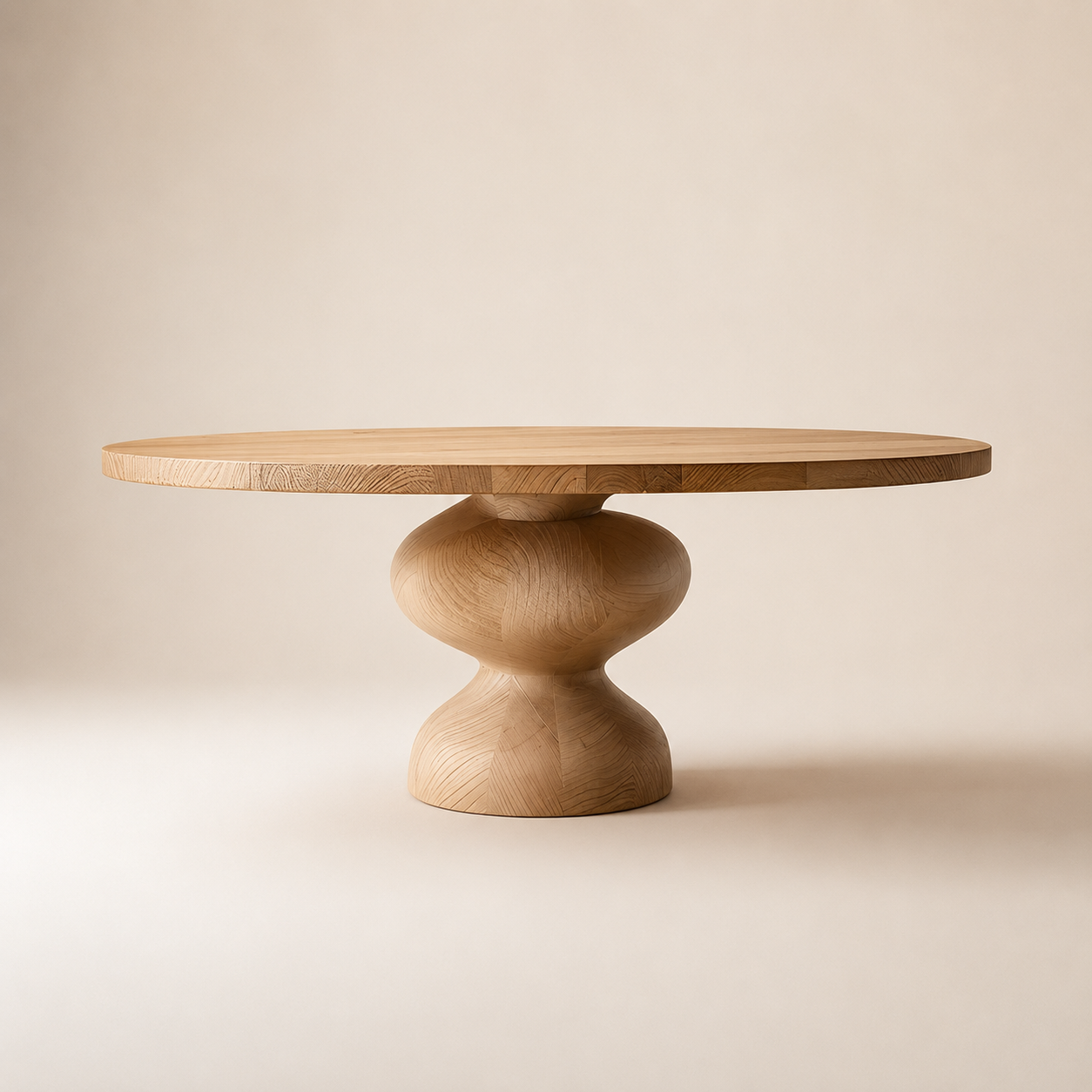 Torno Round — Solid Oak Hourglass Pedestal Dining Table