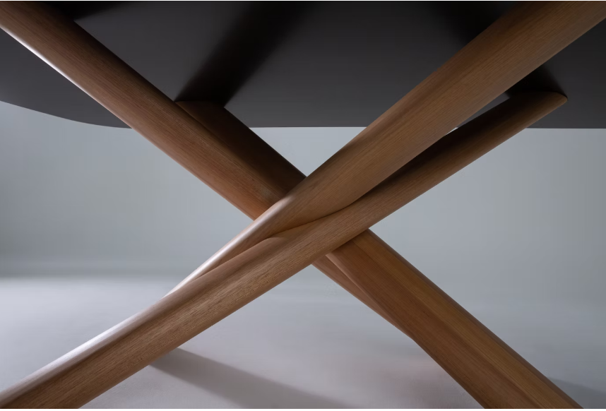 Oksa Oval — Sculptural Marble & Solid Walnut Dining Table