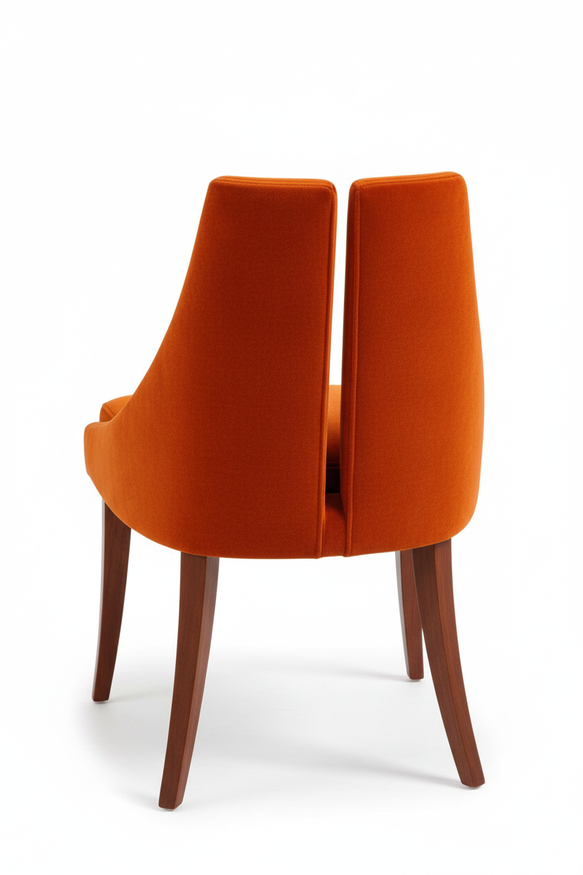 The Tuli Dining Side Chair — High-Back Split Velvet in Burnt Orange with Solid Walnut Legs