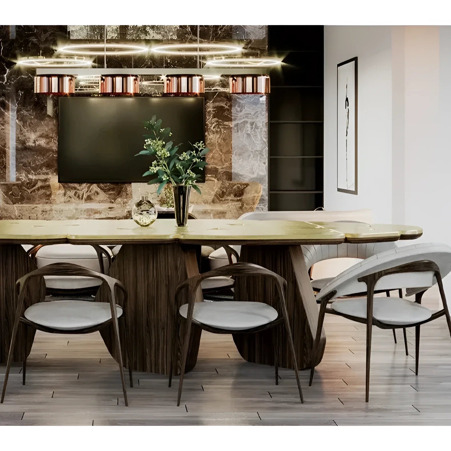 GOLDEN PETAL DINING TABLE | HLMKP89500 - Tables