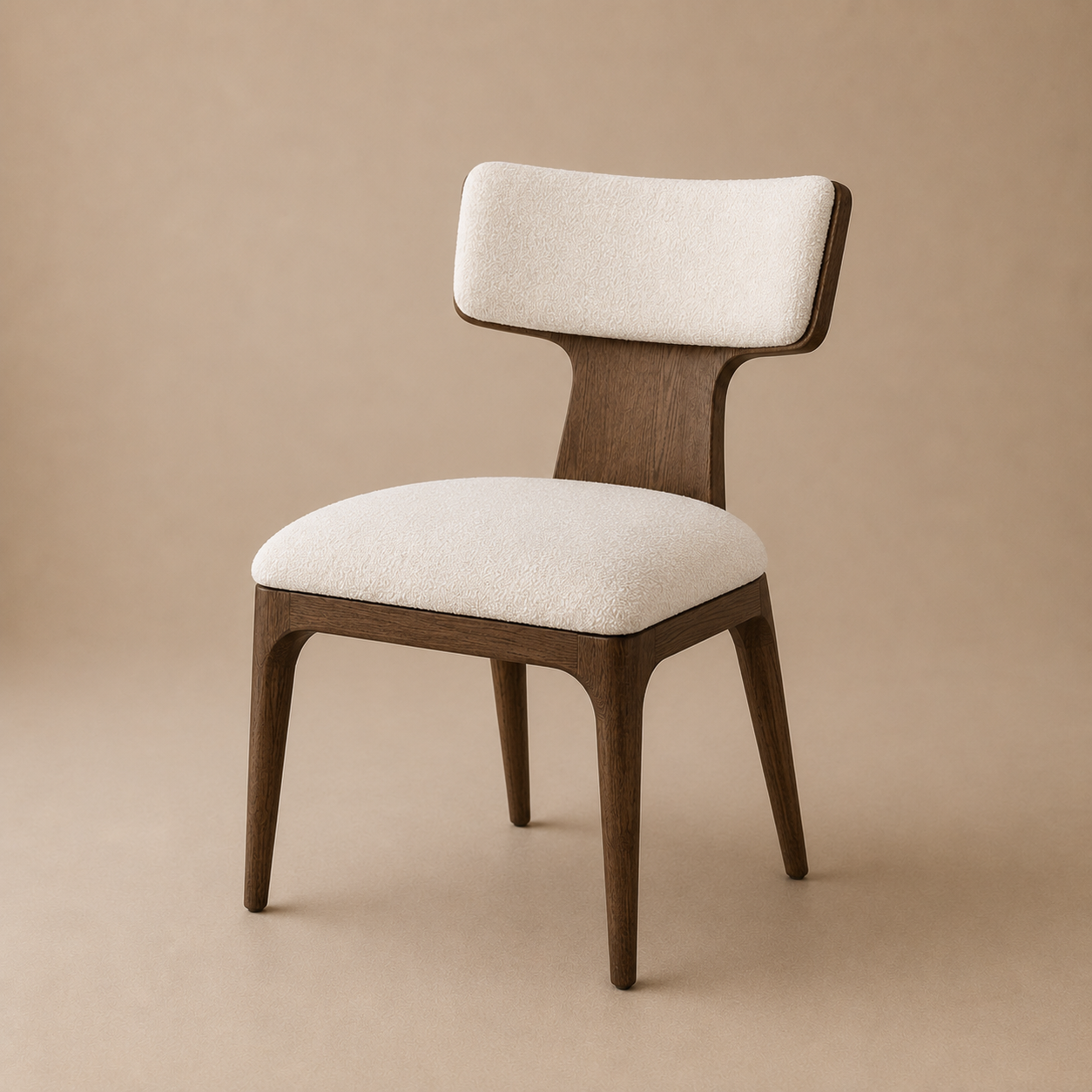 The Haara Dining Side Chair — Smoked Oak Frame with Floating Ivory Upholstered Back