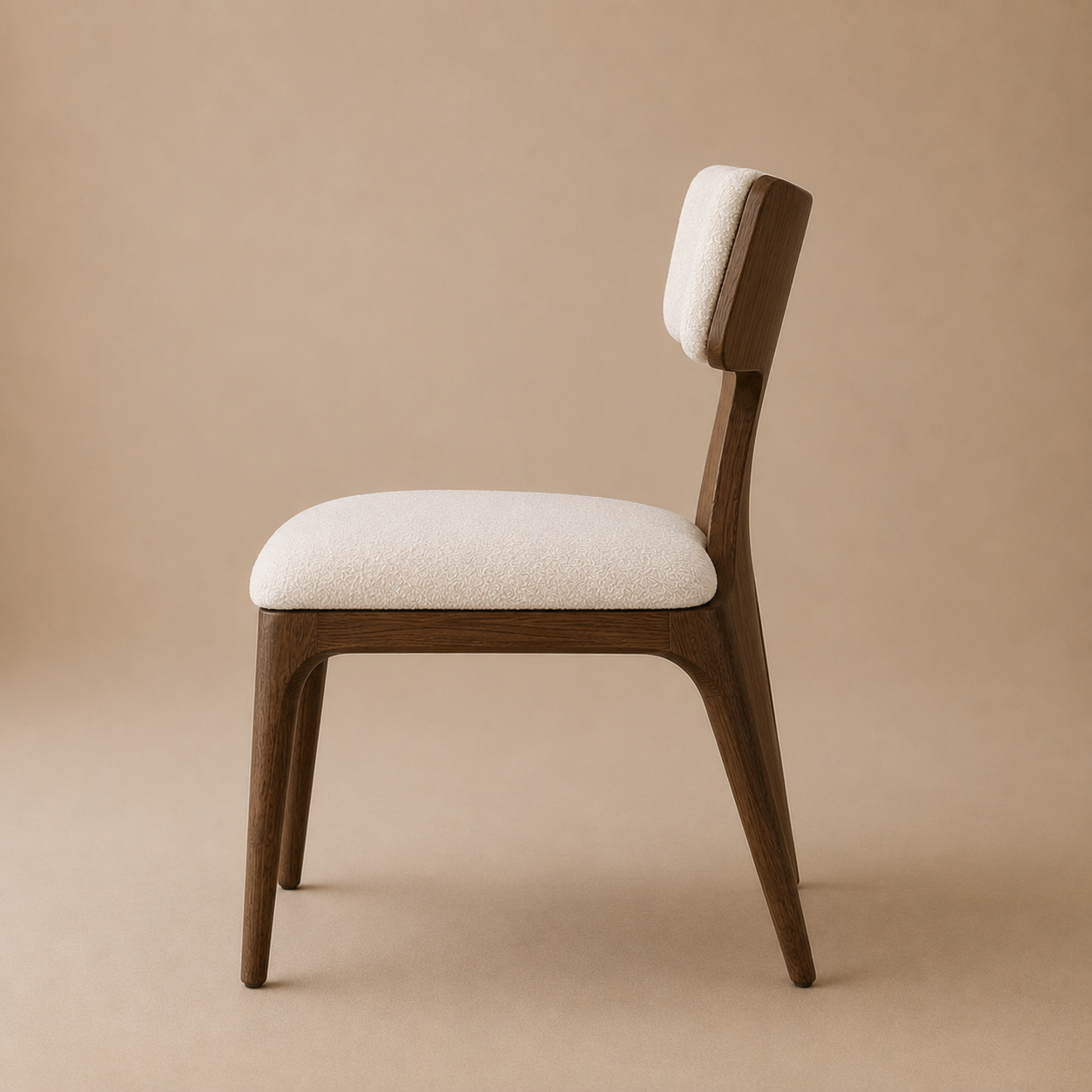 The Haara Dining Side Chair — Smoked Oak Frame with Floating Ivory Upholstered Back