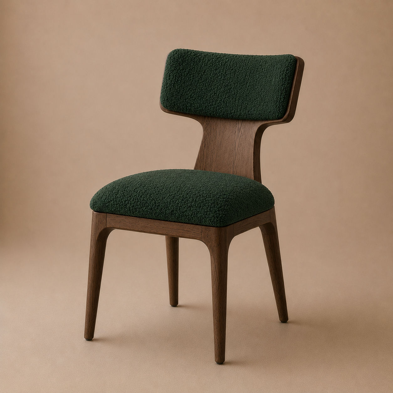 The Haara Dining Side Chair — Smoked Oak Frame with Floating Ivory Upholstered Back