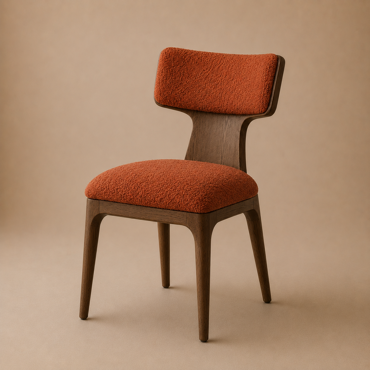 The Haara Dining Side Chair — Smoked Oak Frame with Floating Ivory Upholstered Back