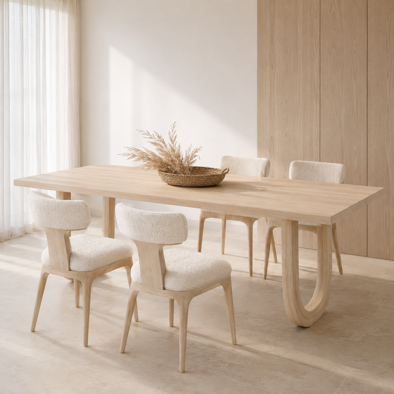 Kaari Rect — Solid Ash Portal-Base Dining Table
