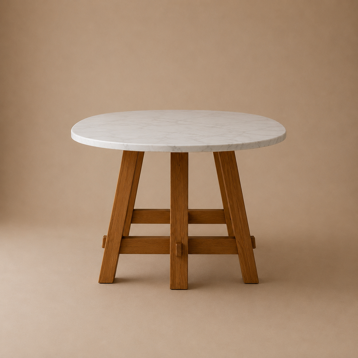 Kaarna Oval — Marble & Solid Teak Dining Table