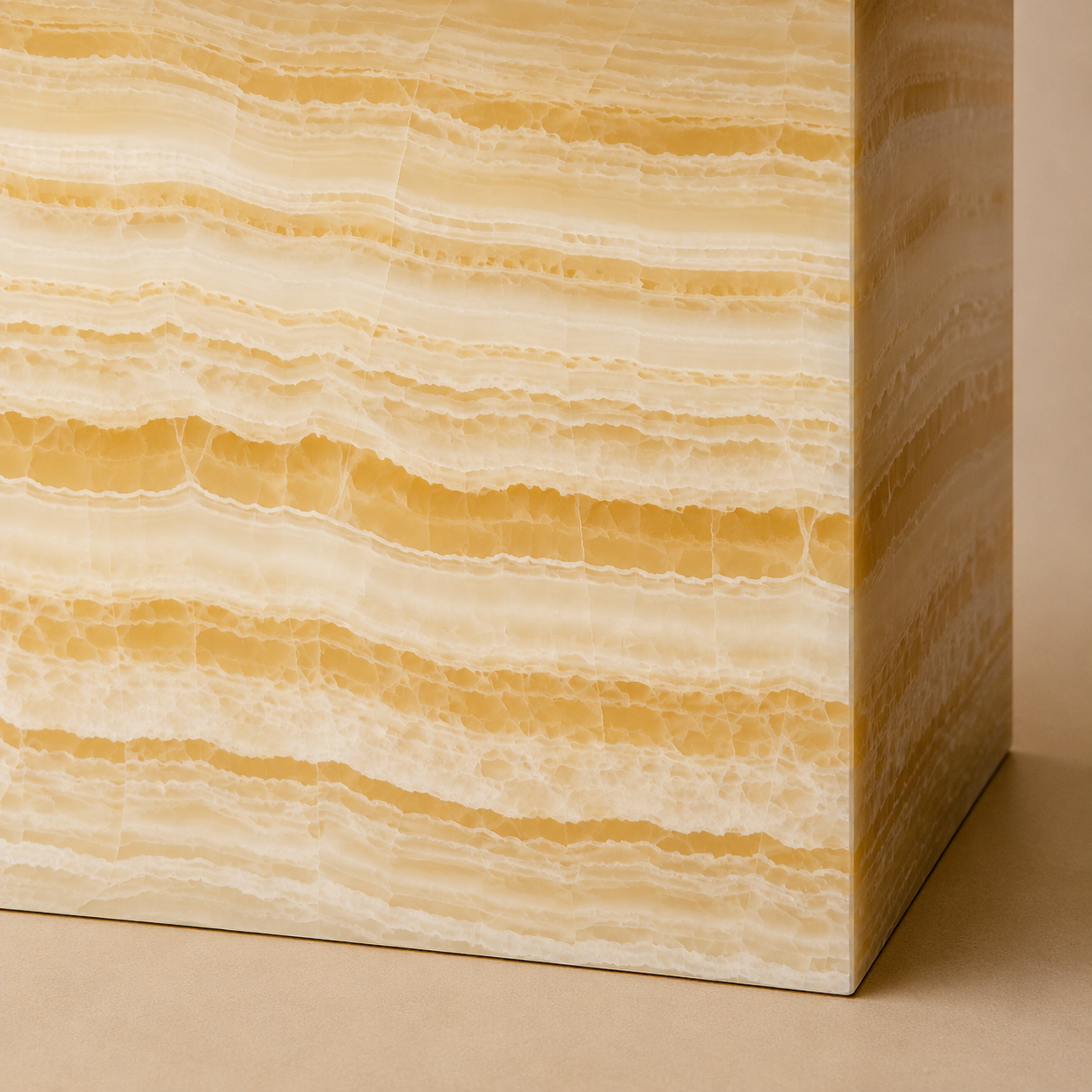 Kerros Rect — Travertine & Banded Onyx Rectangular Dining Table