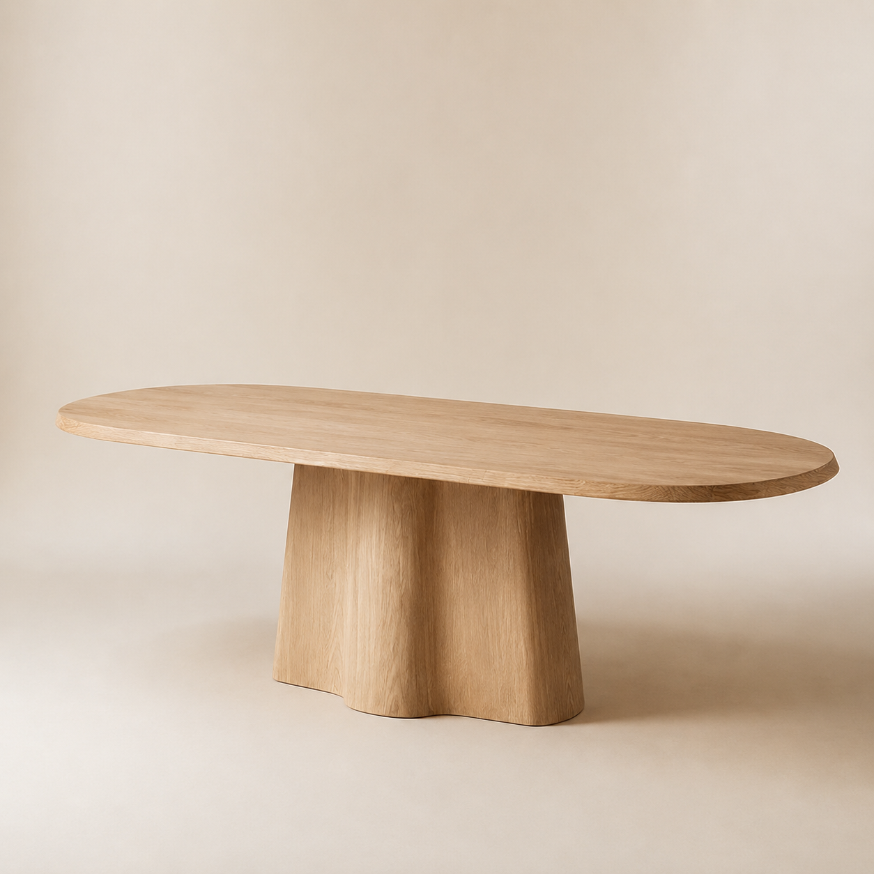 Kukinto Oval — Solid Oak Organic Lobed Pedestal Dining Table